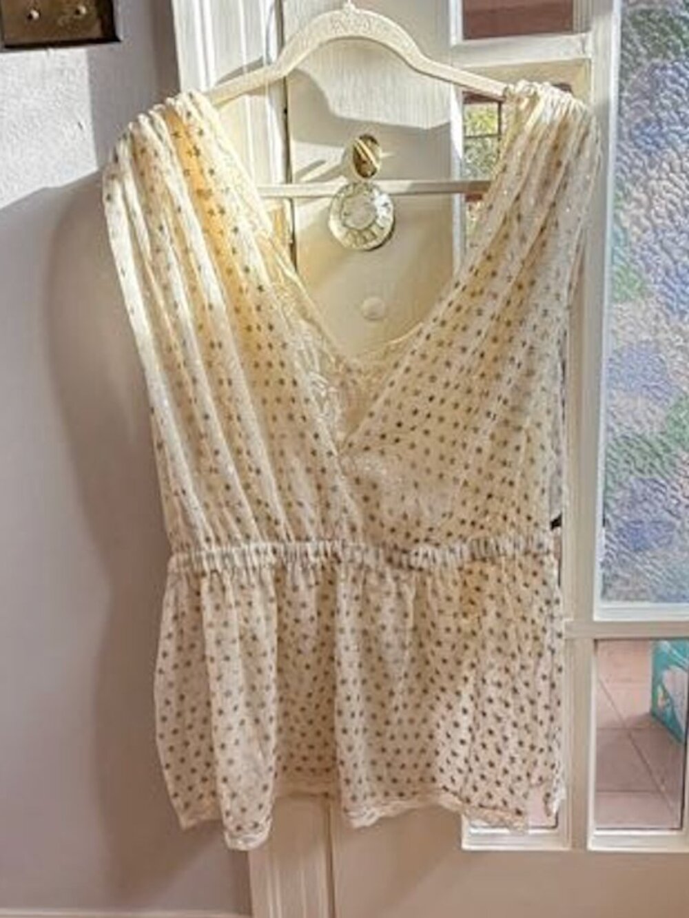 Free People Lace Star Gold Tank Top